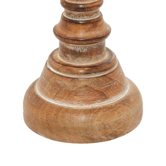 Mango Wood Traditional Candle Holder Set